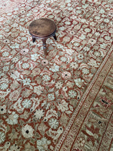 Load image into Gallery viewer, A vintage Persian Mahal rug with a floral pattern in various colors including red, beige
