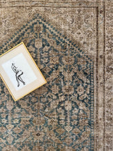 Load image into Gallery viewer, Antique Malayer 3’10” x 6’ scatter rug with blues and tans