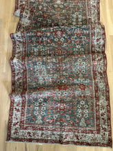 Load image into Gallery viewer, Antique Malayer 3’4” x 16’10” runner with blue and red ones