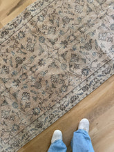 Load image into Gallery viewer, Vintage Turkish 3’2” x 6’5” runner scatter rug with neutral colors